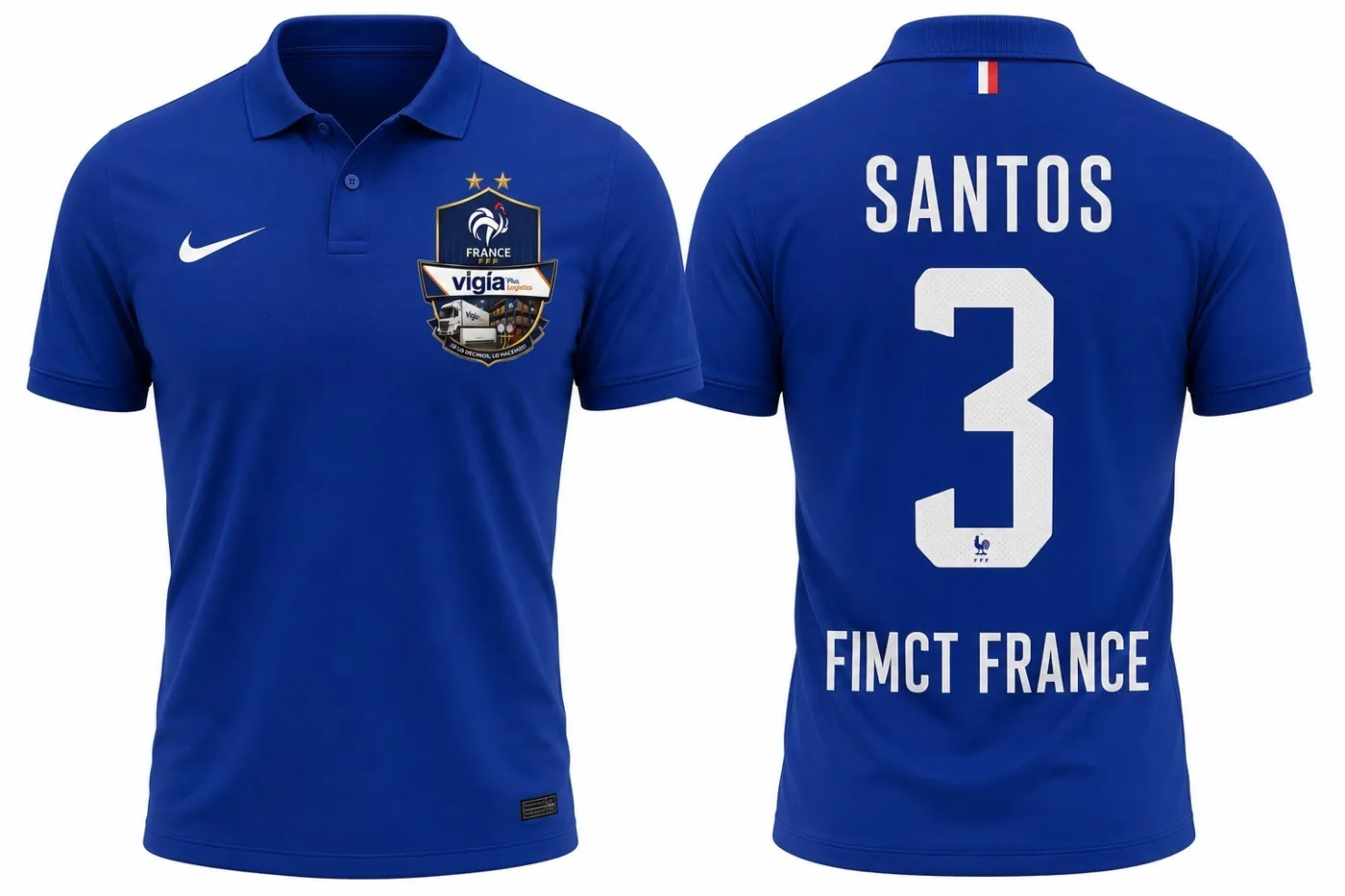 Diseño de camiseta tipo polo corporativa con escudo bordado y marcación en espalda